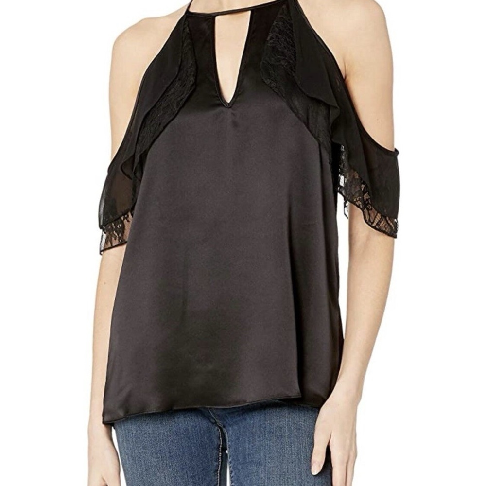Parker Black Sleeveless Top with Lace Detail